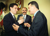 Image: Florez with Peru's Ministers, Lynch and Loret de Mola